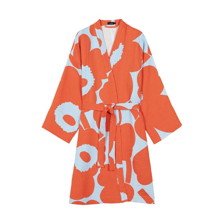 Unikko waffle bathrobe S - L. blue-orange - Marimekko