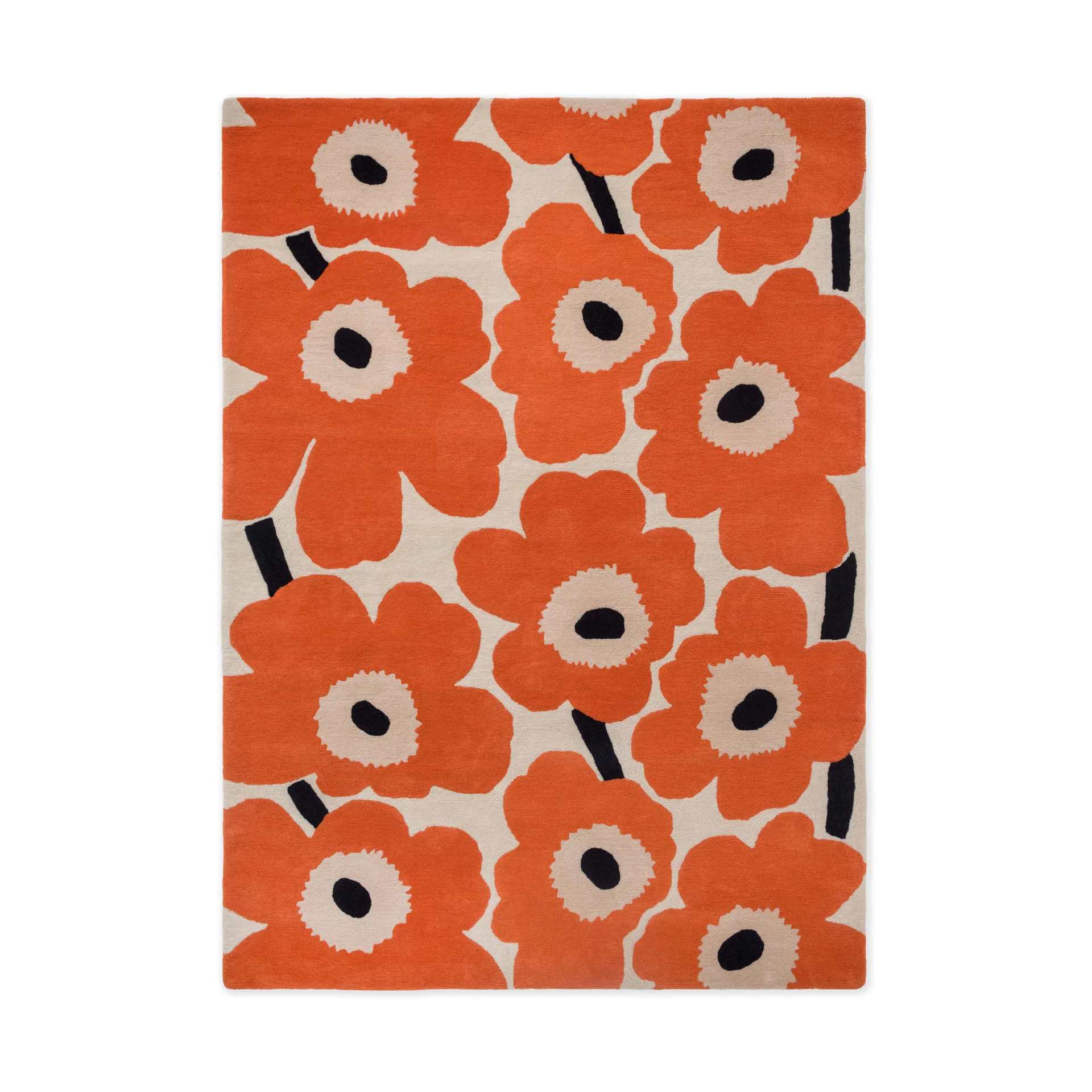 Unikko wool rug, Orange red, 140x200 cm Marimekko