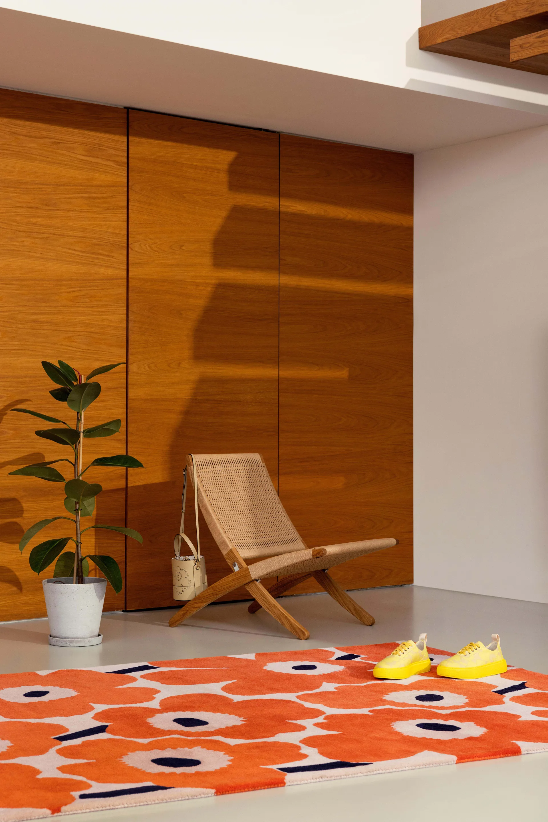 Unikko wool rug, Orange red, 140x200 cm Marimekko