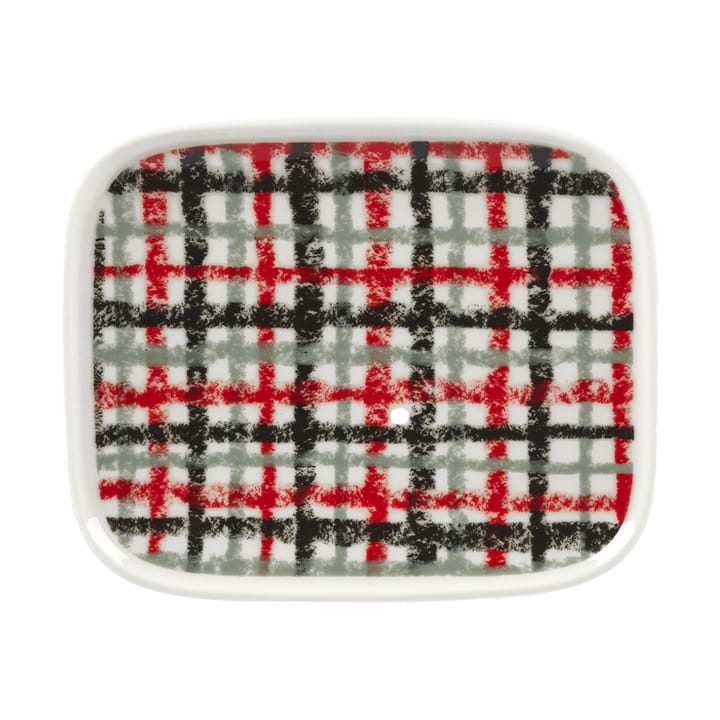 Urdimbre plate 12x15 cm, White-red-coal-sage Marimekko
