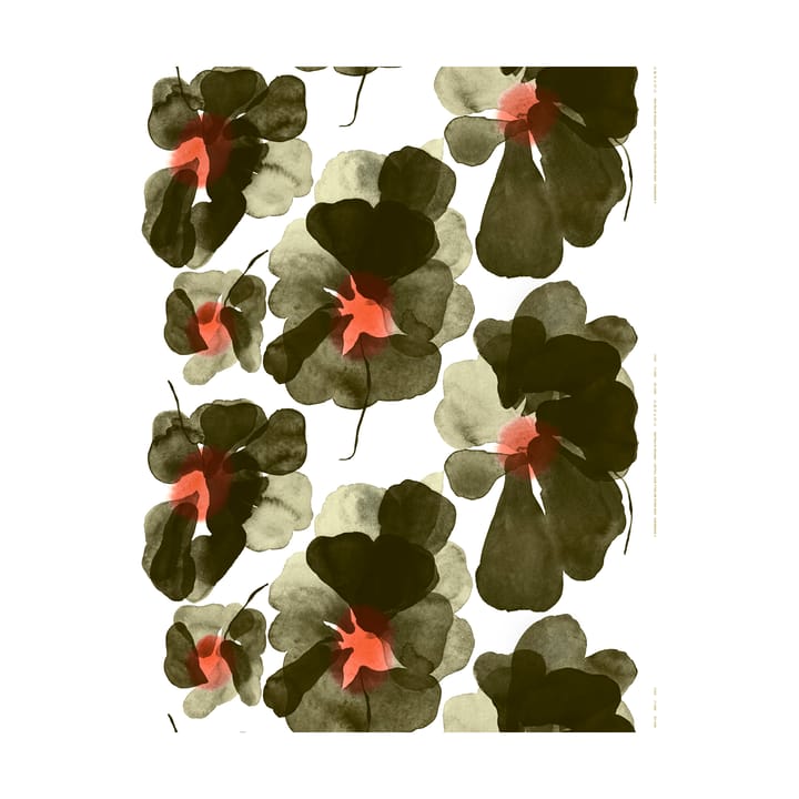Valssi cotton fabric - White-forest green-tomato - Marimekko