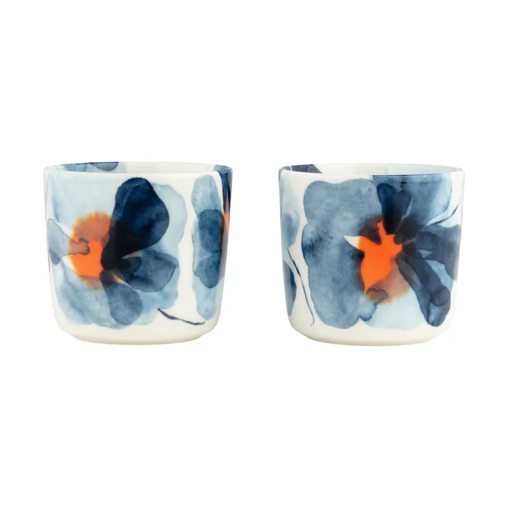 Valssi cup with saucer - White-blue-orange, 20 cl - Marimekko