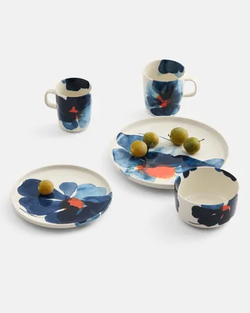 Valssi mug 40 cl - White-blue-orange - Marimekko
