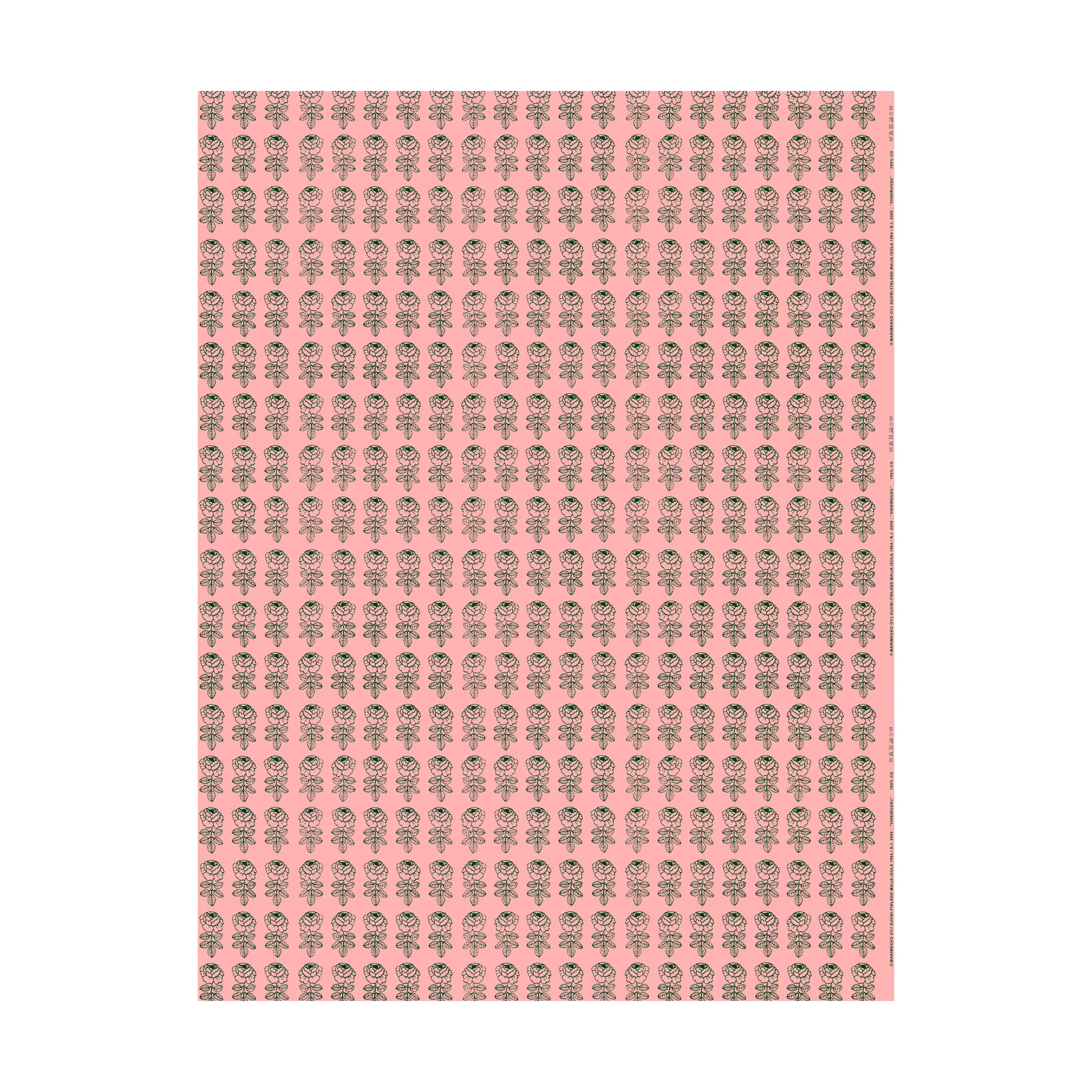 Vihkiruusu fabric, Light pink-dark green Marimekko