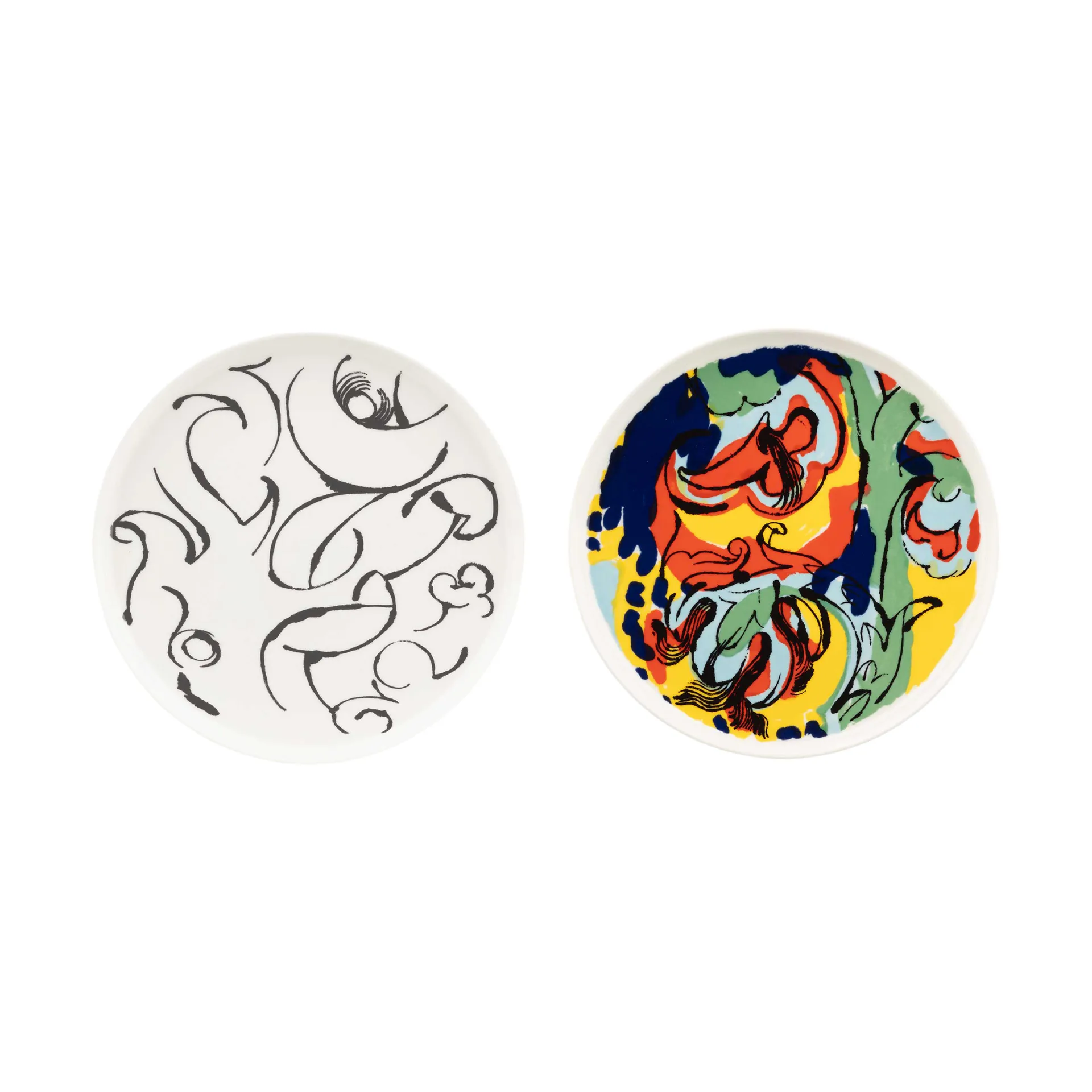 Vildstjälk & Kraftmo plate Ø25 cm 2 pieces, White-black-multi Marimekko