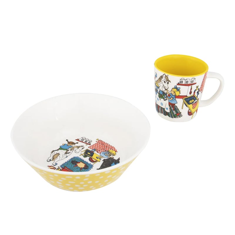 Martinex Pippi children"s tableware 2 pieces White-yellow
