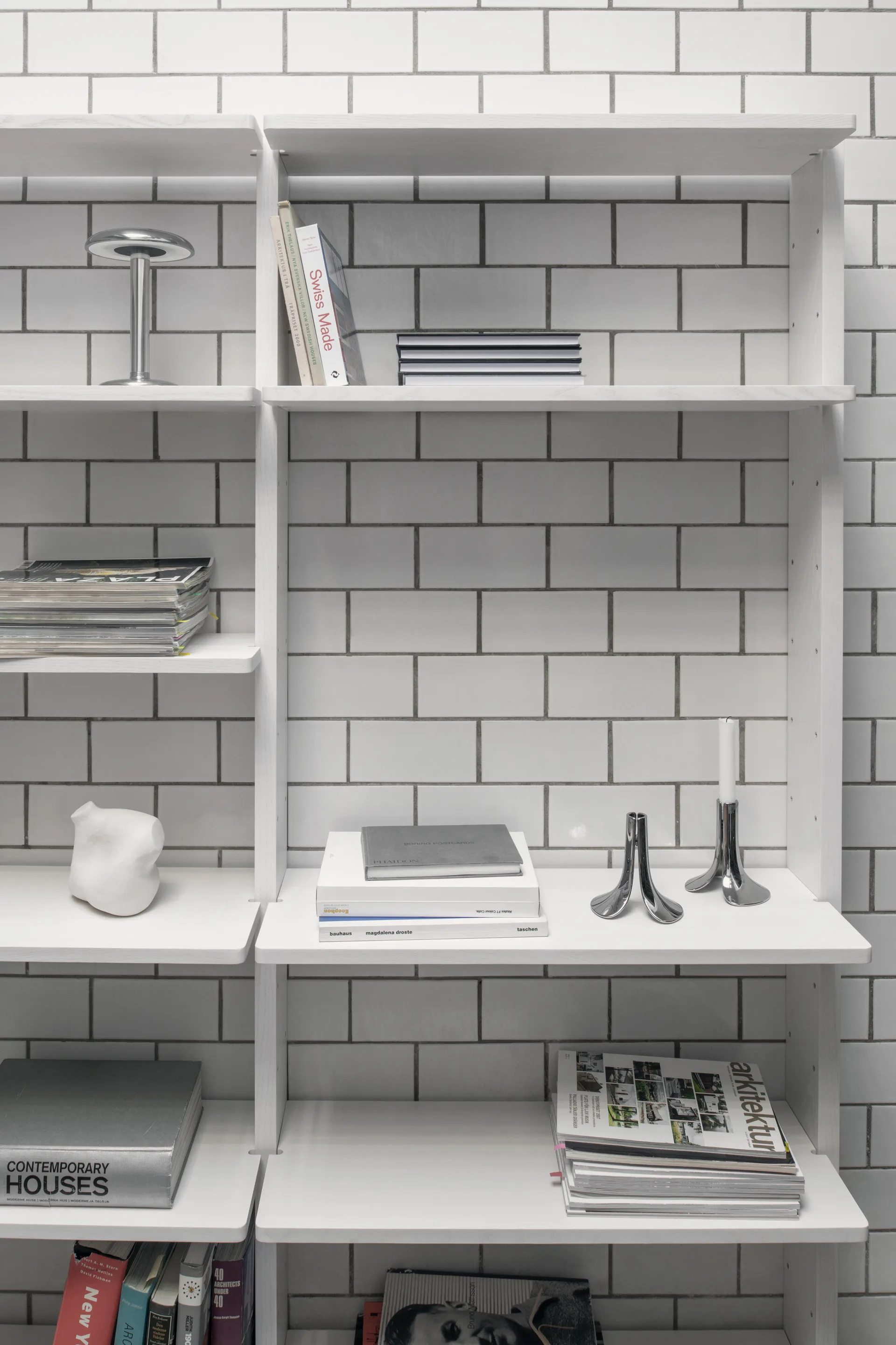 Gridlock Deep Shelf W800 shelf, White stained Ash Massproductions