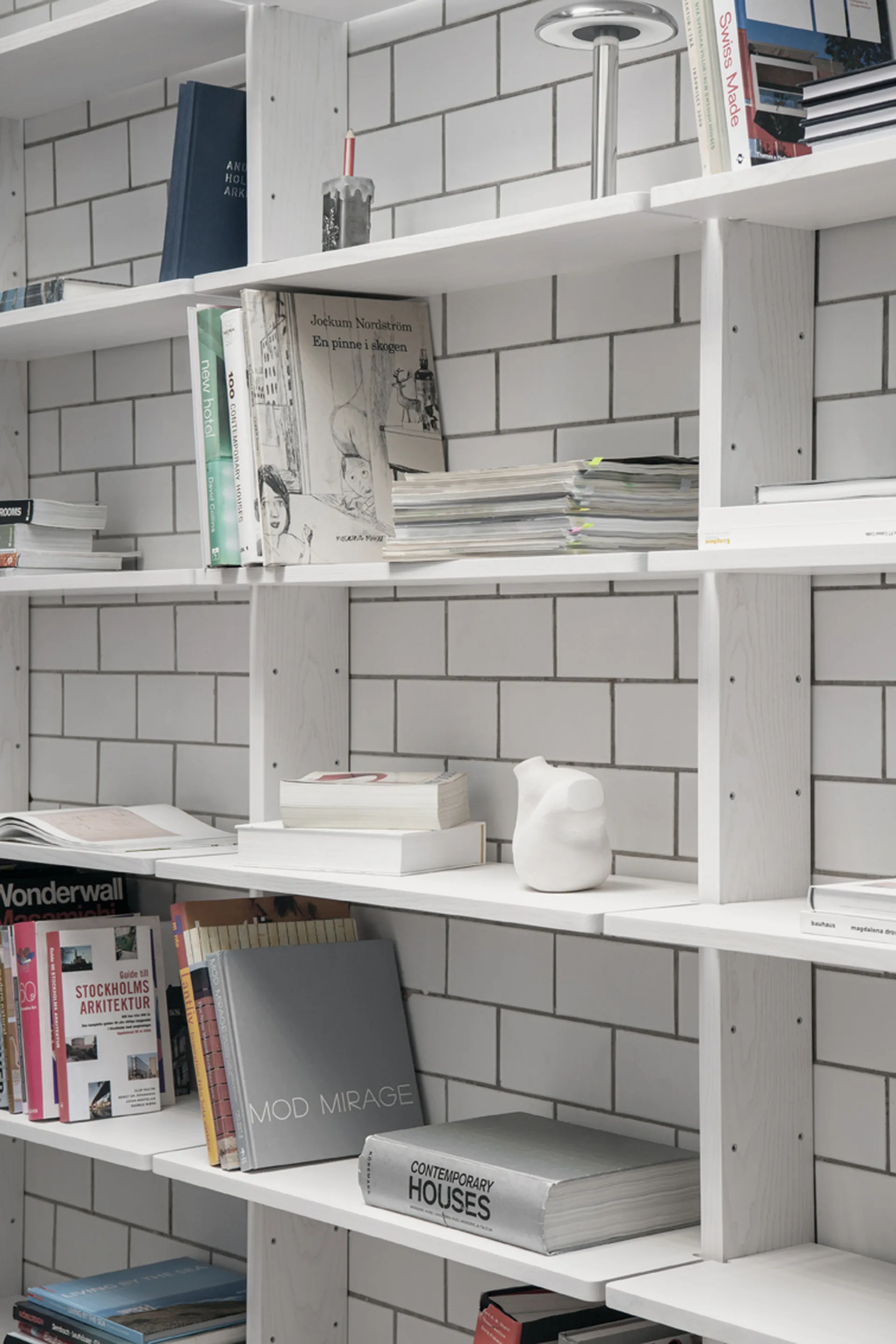 Gridlock Desk writing shelf, White stained Ash Massproductions