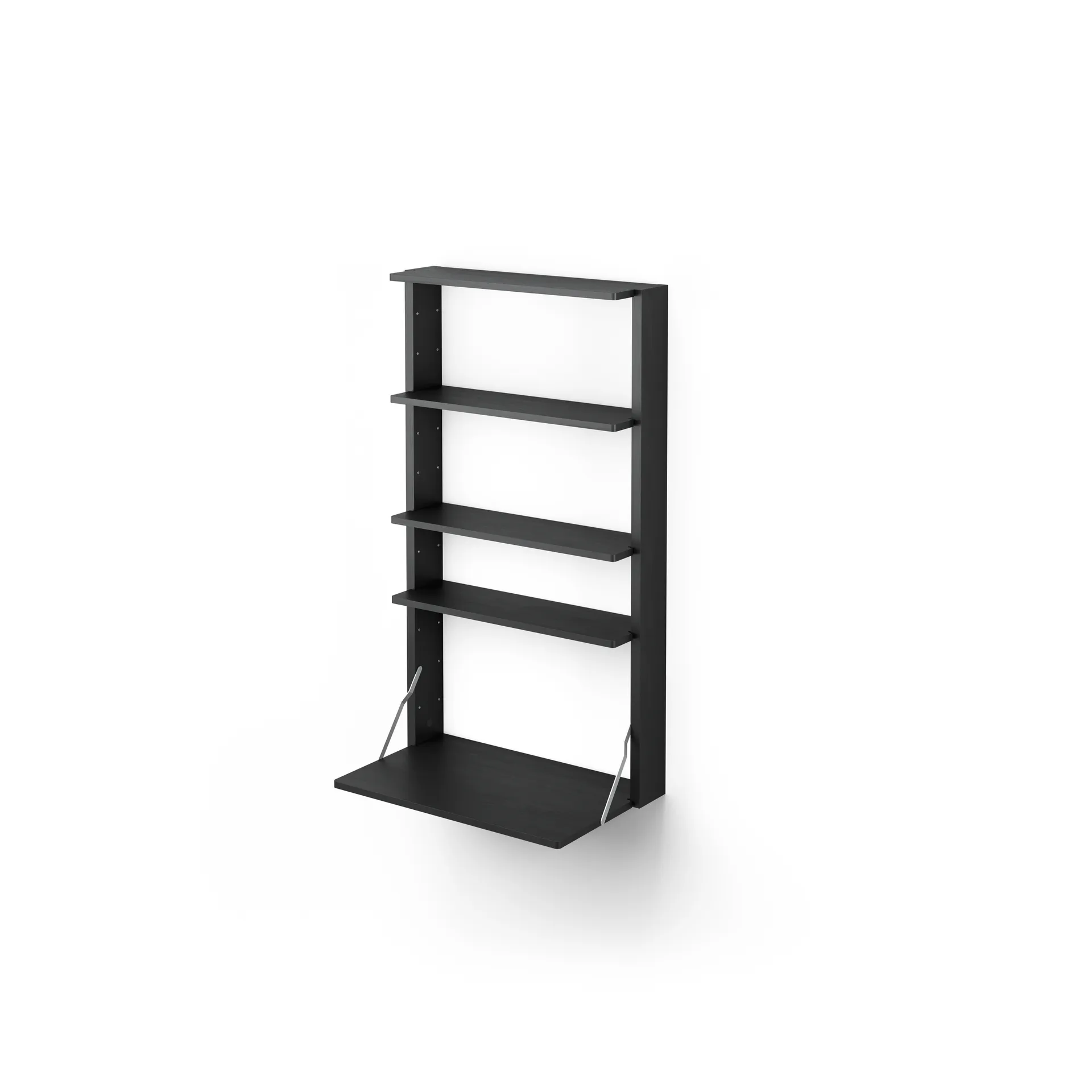 Gridlock - M1-A4-0-D shelf with writing table, Black stained Ash Massproductions