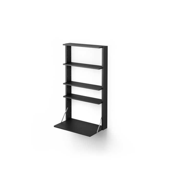 Gridlock - M1-A4-0-D shelf with writing table - Black stained Ash - Massproductions