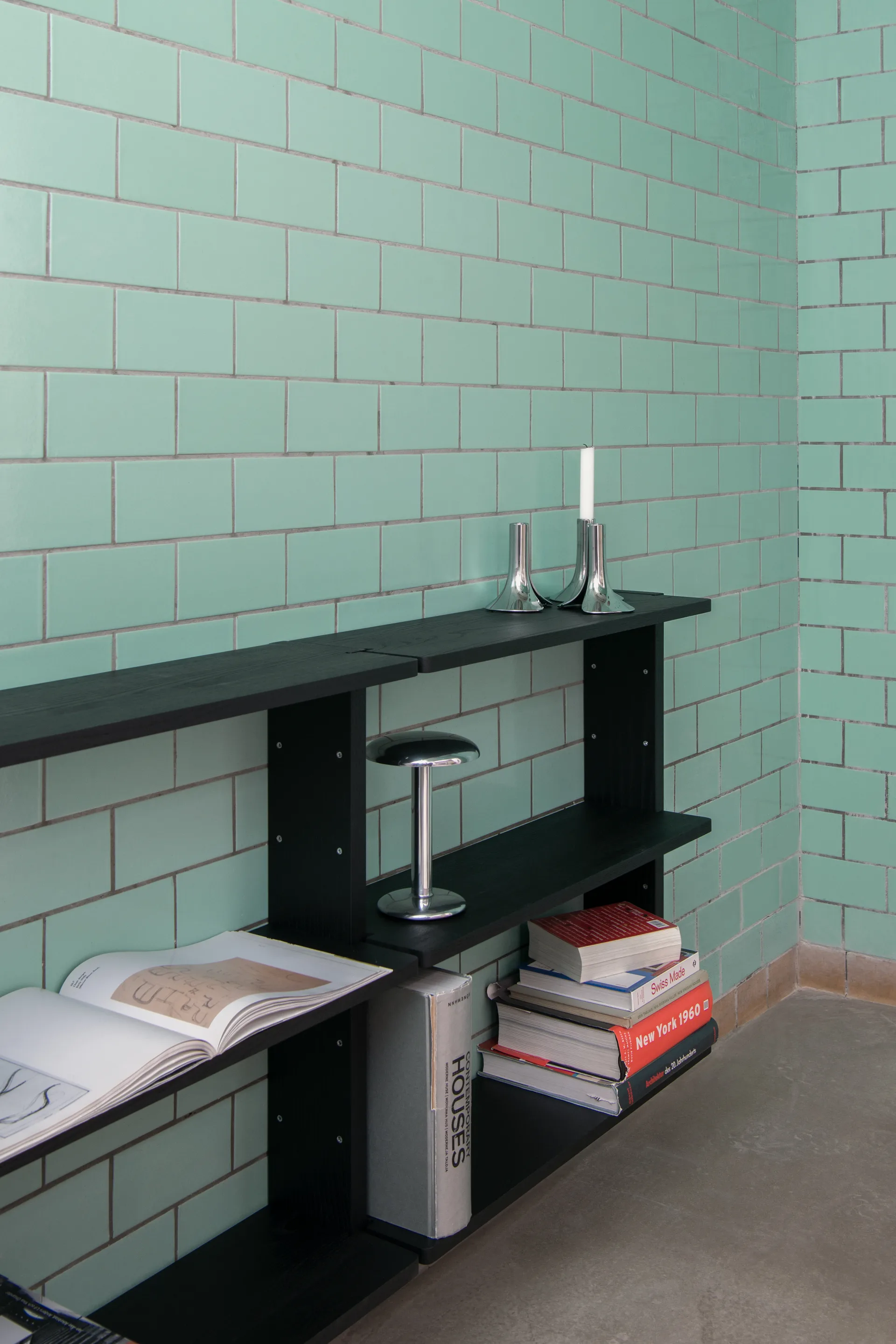 Gridlock Shelf W800 shelf, Black stained Ash Massproductions