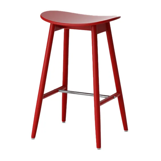 Icha barstool 65 cm, Red varnished beech Massproductions