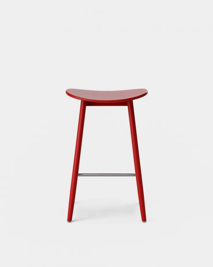 Icha barstool 65 cm, Red varnished beech Massproductions