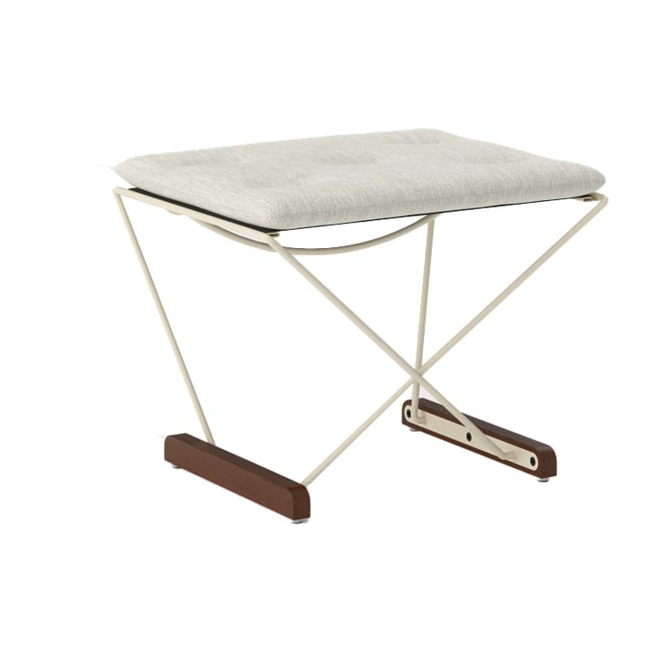 Spark footstool, ivory-walnut stained beech - Romo Ruskin Quill 7757/10 - Massproductions