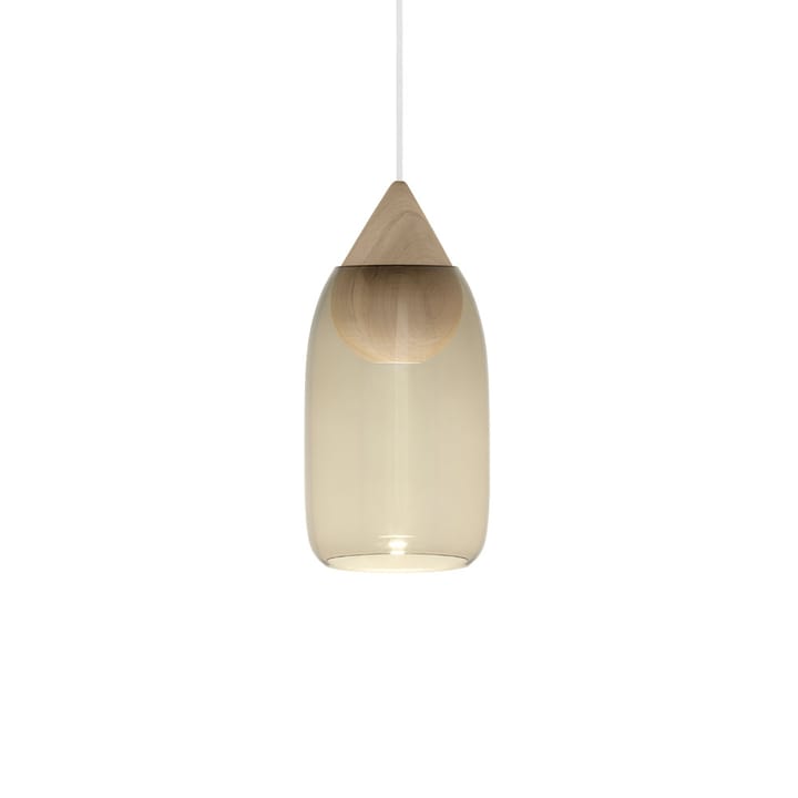 Liuku Drop pendant lamp - Smoked glass. matt lacquered lind - Mater