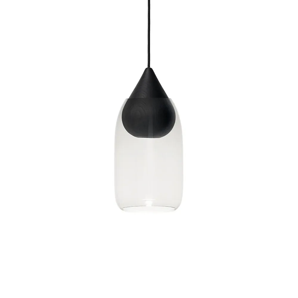 Liuku Drop pendant lamp, Transparent. black lacquered lind Mater