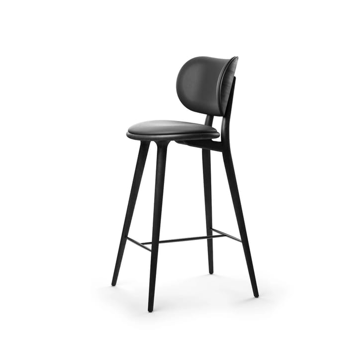Mater High Stool Backrest barstool high - leather black, black stained beech stand - Mater