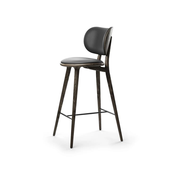 Mater High Stool Backrest barstool high - leather black, sirka grey oak stand - Mater