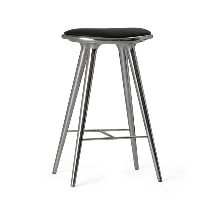 Mater high stool barstool high 74 cm - leather black, aluminium stand - Mater
