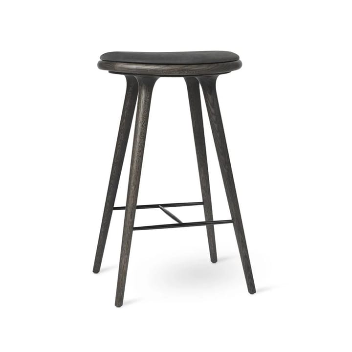 Mater high stool barstool high 74 cm - leather black, sirka grey oak stand - Mater