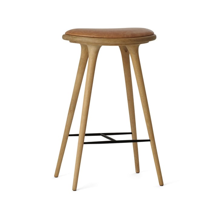 Mater high stool barstool high 74 cm - leather natural, soap-finished oak stand - Mater