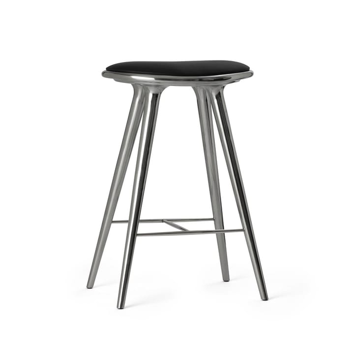 Mater high stool barstool low 69 cm - leather black, aluminium stand - Mater