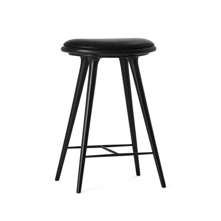 Mater high stool barstool low 69 cm - leather black, black stained beech stand - Mater