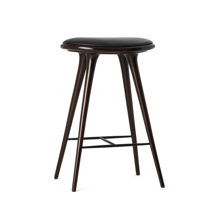 Mater high stool barstool low 69 cm - leather black, brown stained beech stand - Mater