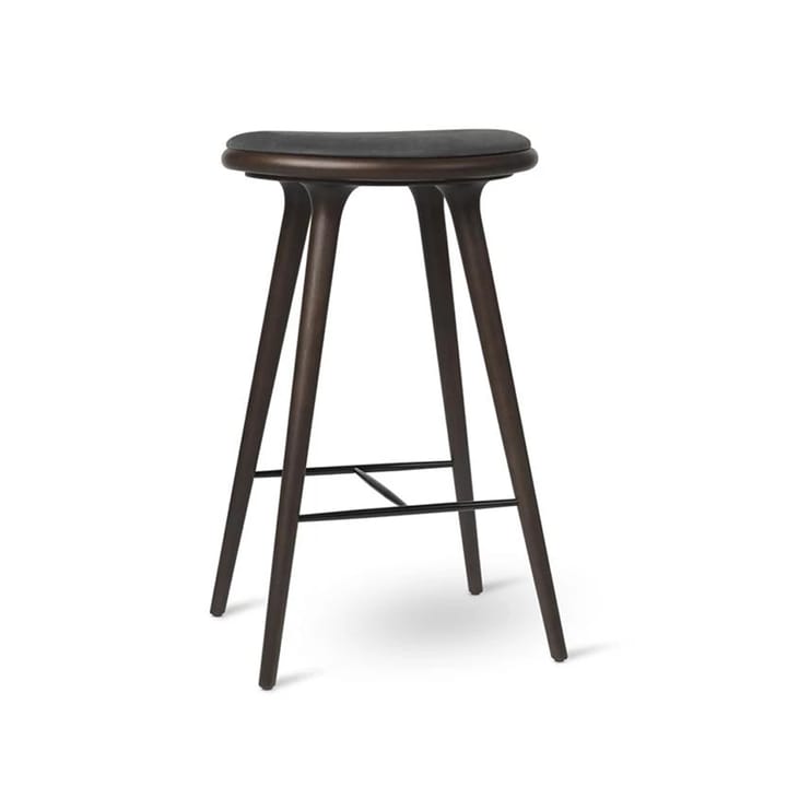 Mater high stool barstool low 69 cm - leather black, brown stained beech stand - Mater