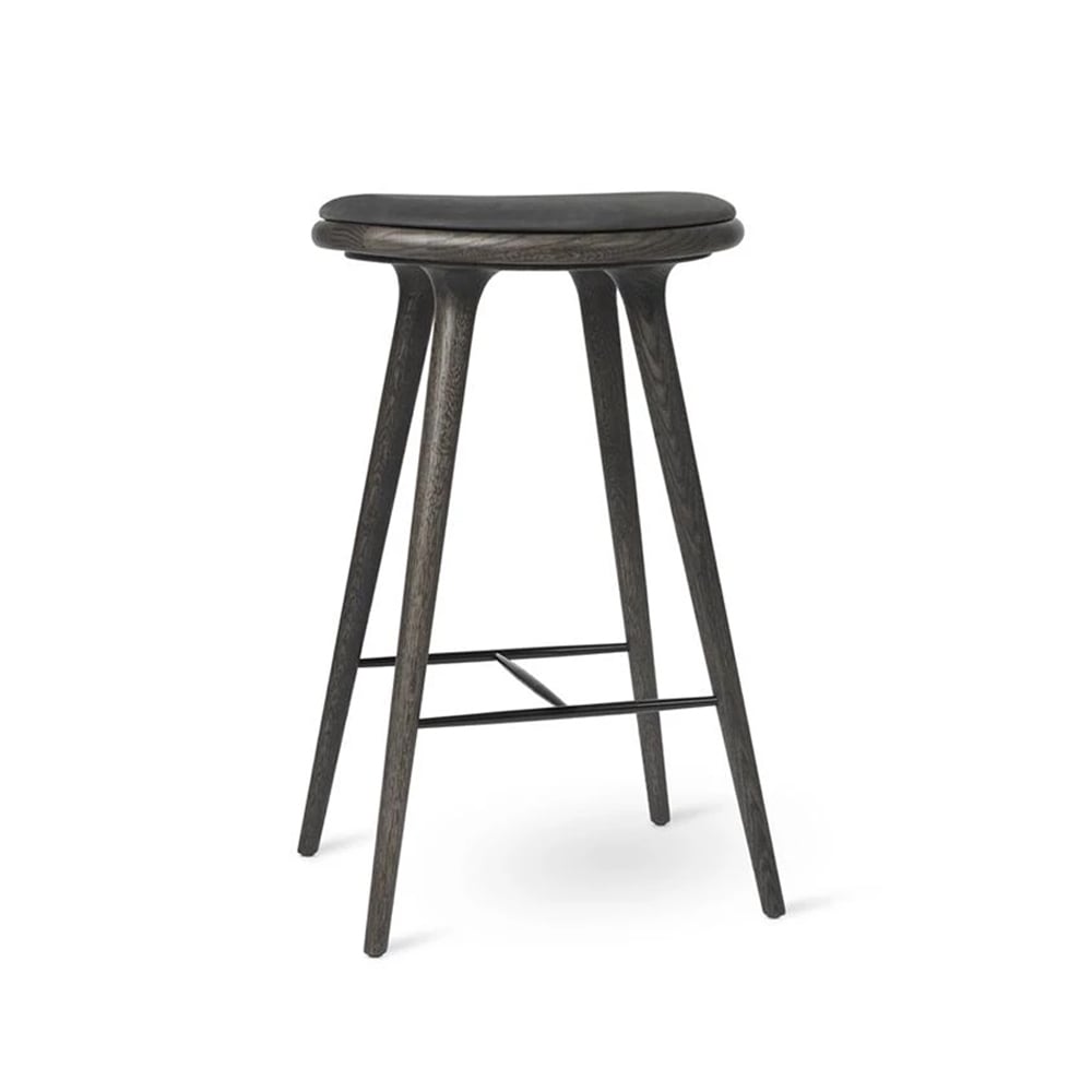 Mater high stool barstool low 69 cm leather black, sirka grey oak