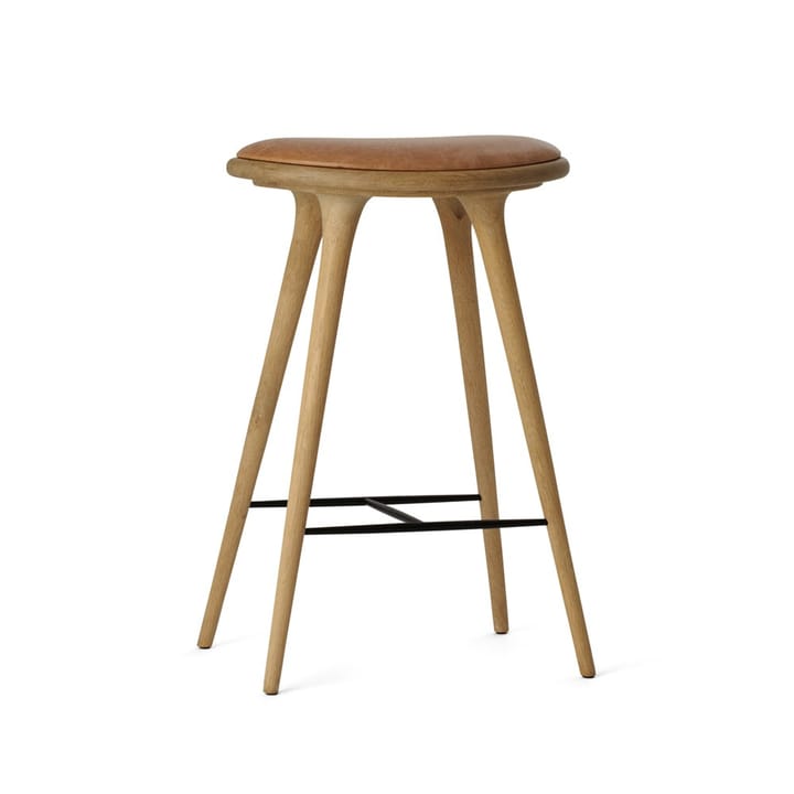 Mater high stool barstool low 69 cm - leather natural, soap-finished oak stand - Mater