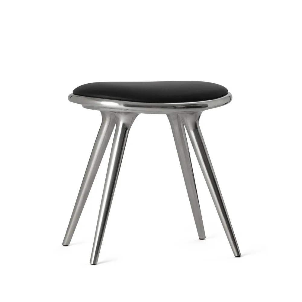 Mater stool, Leather black. aluminum stand Mater