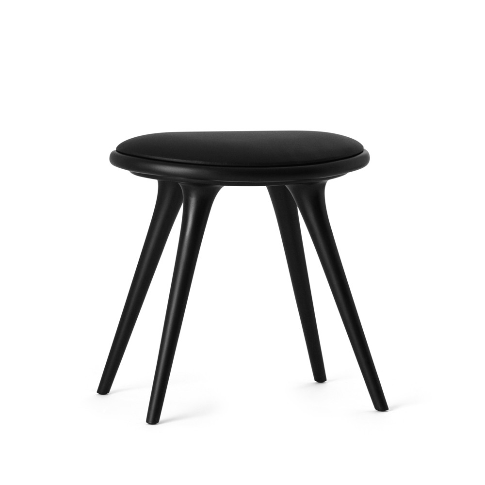 Mater stool Leather black. black stained beech stand