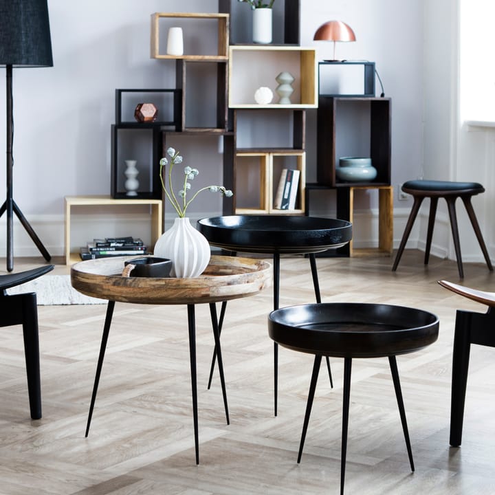Mater stool - Leather black. dark stained beech stand - Mater