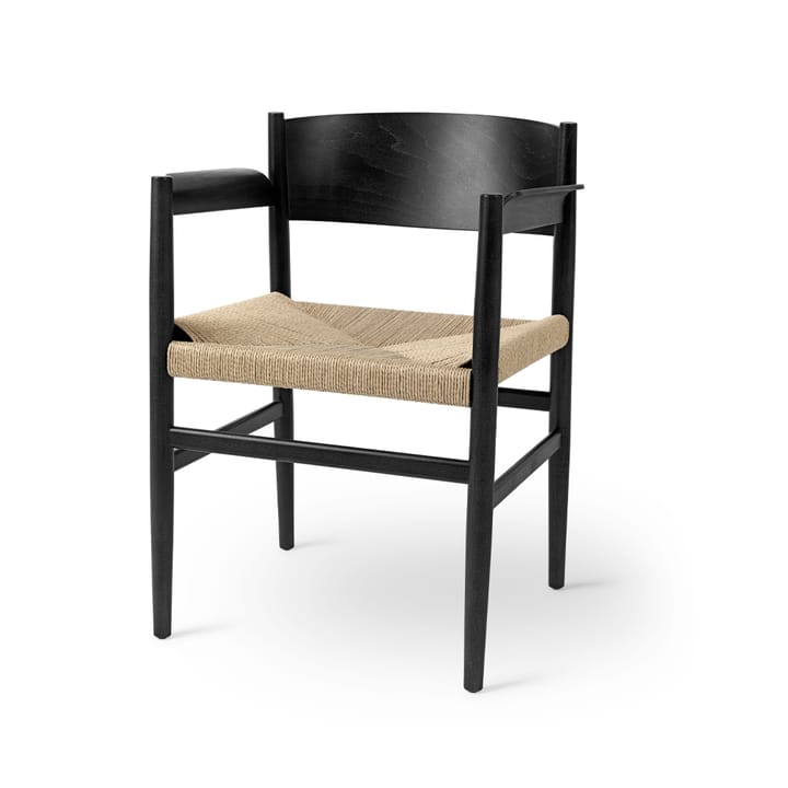 Nestor armchair - black beech, natural colour paper cord - Mater