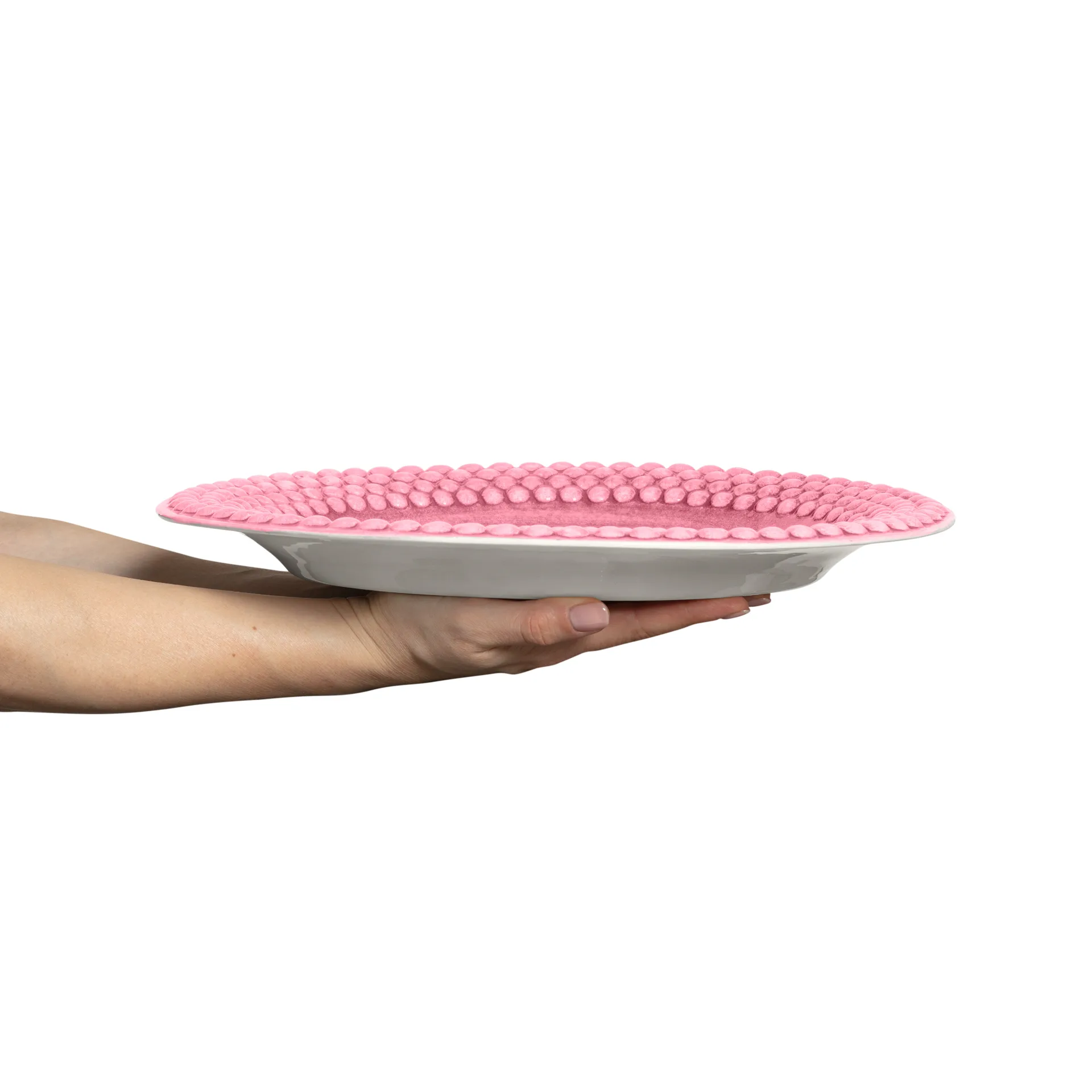 Bubbles oval saucer 35 cm, Pink Mateus
