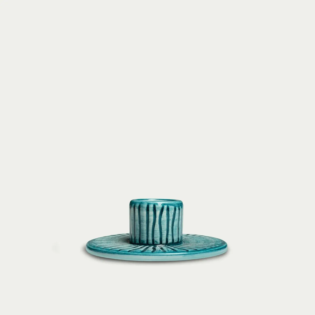 Mateus Stripes candle holder o8 cm Turquoise | Scandinavian Design | Candle holders | Turquoise