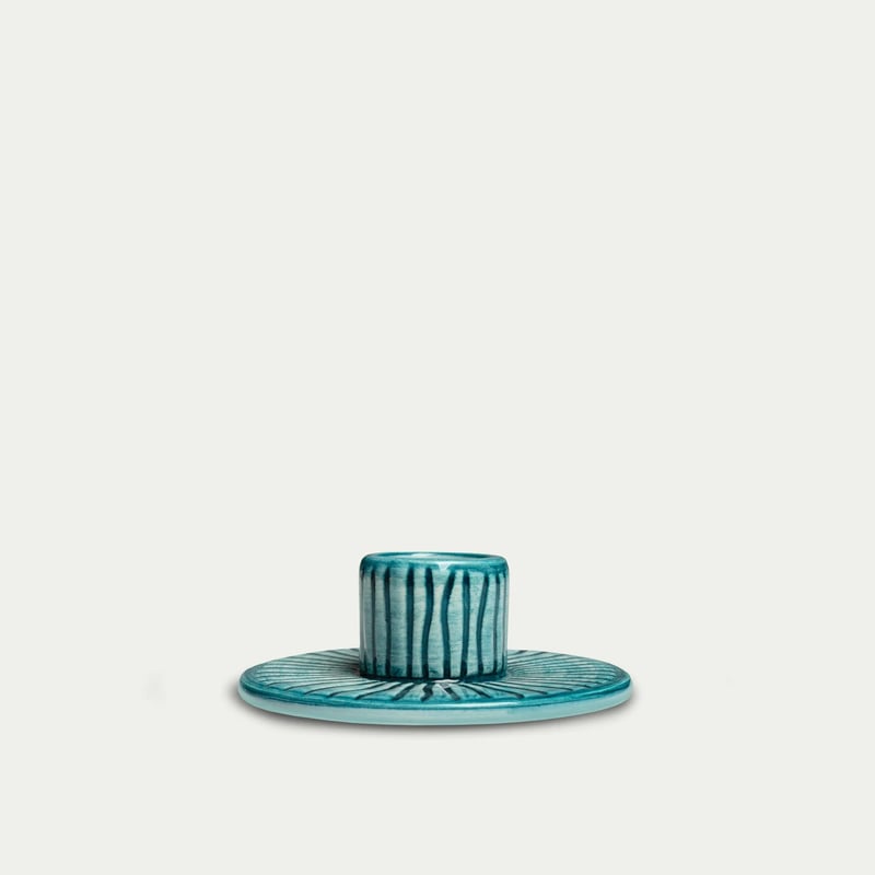 Mateus Stripes candle holder Ø8 cm Turquoise