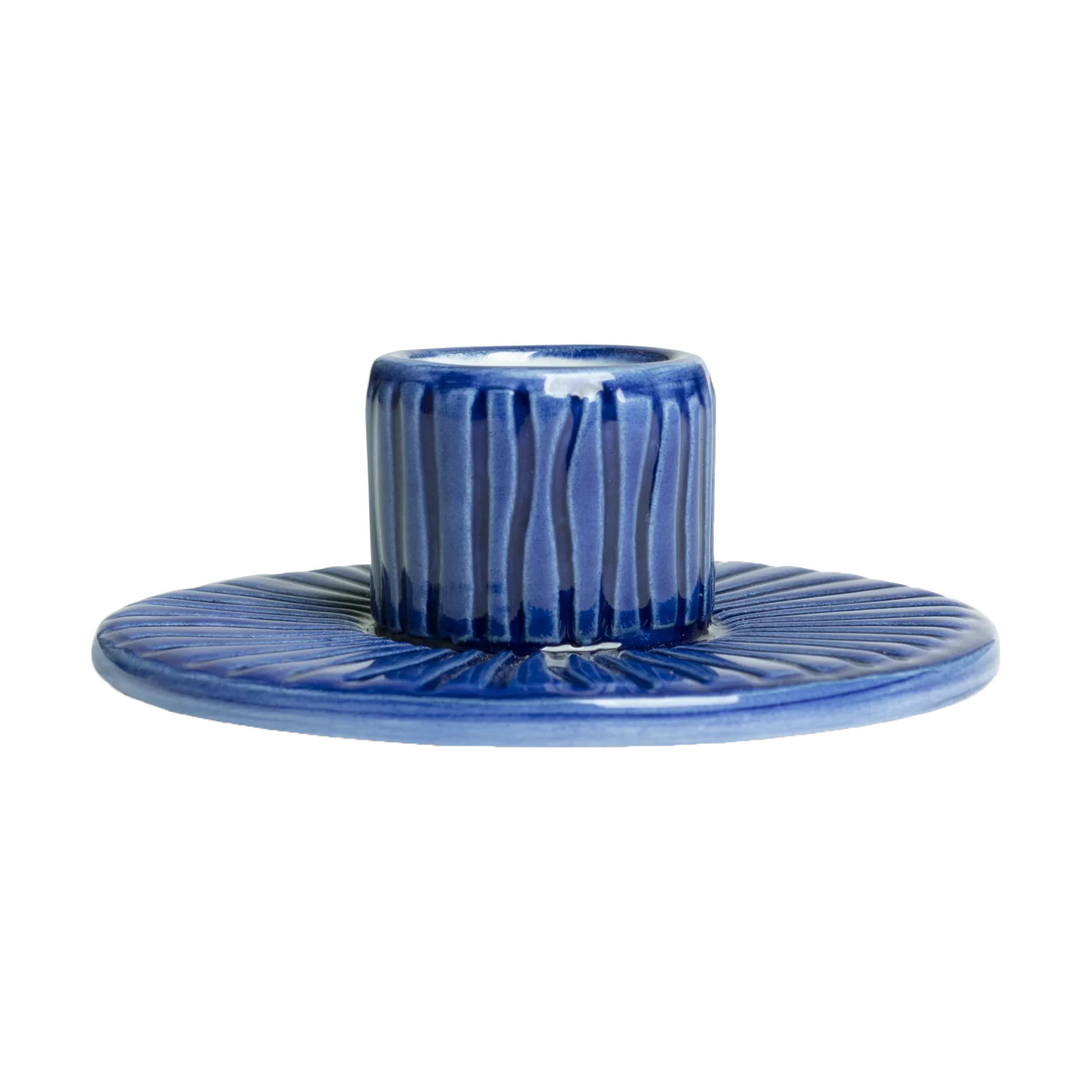 Stripes candle sticks Ø8 cm, Blue Mateus