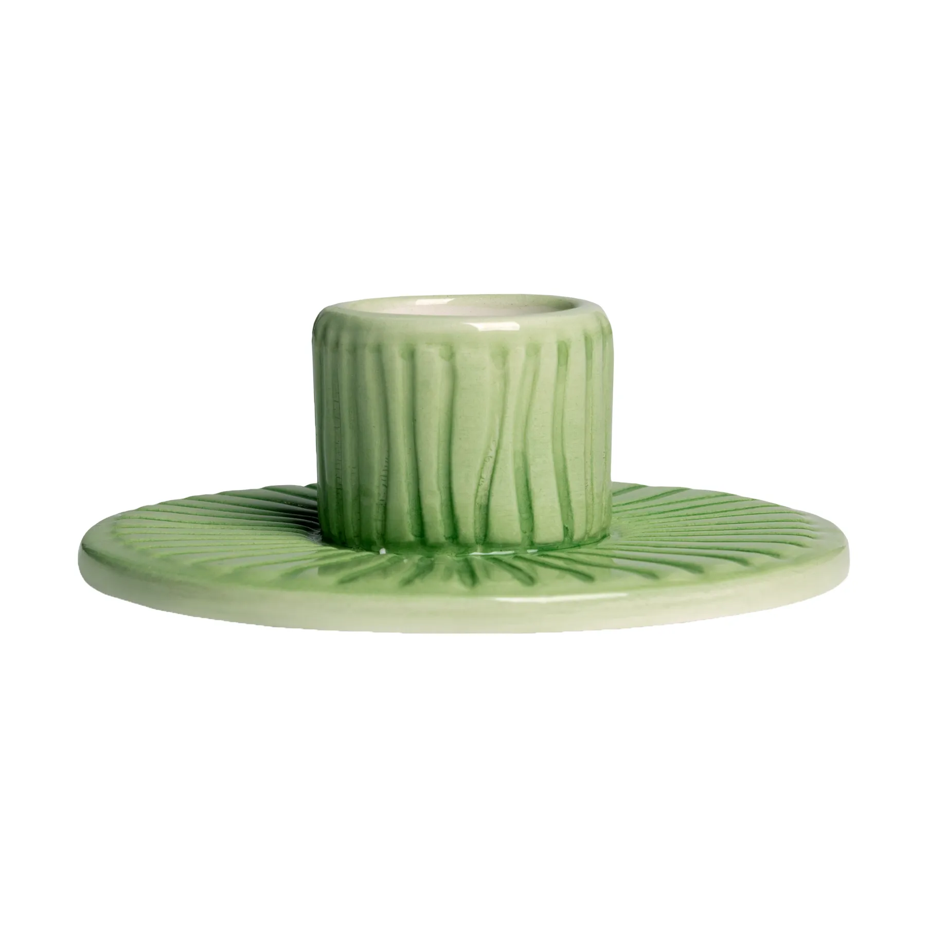 Stripes candle sticks Ø8 cm, Green Mateus