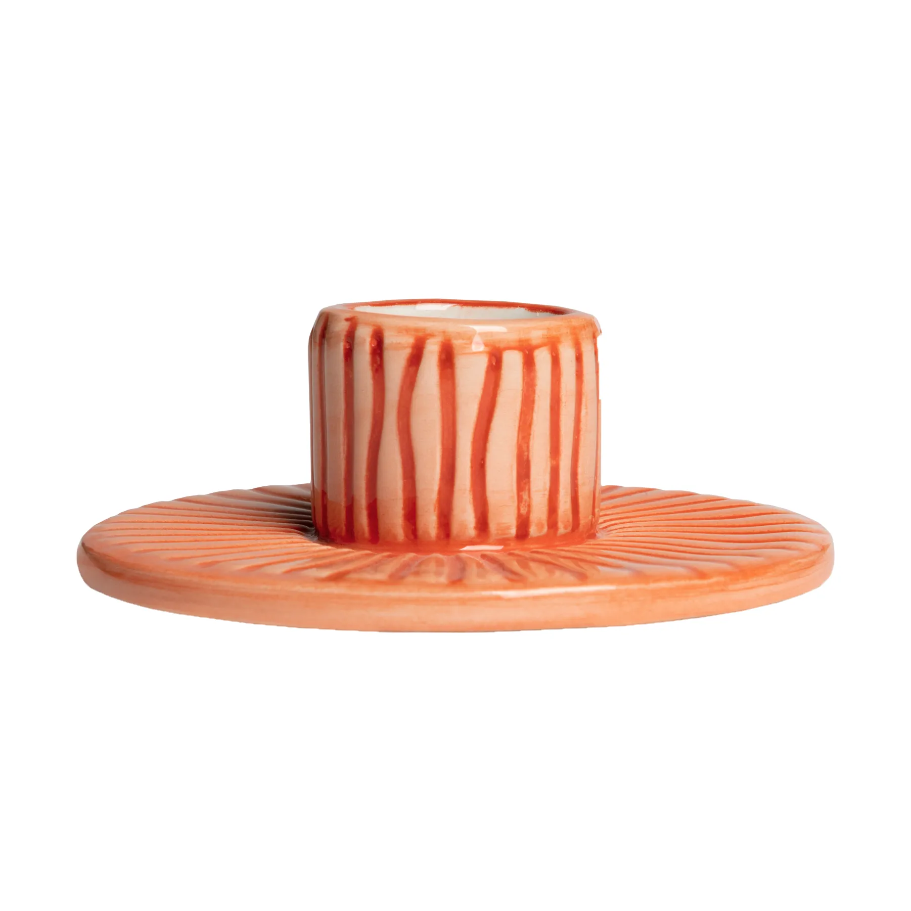 Stripes candle sticks Ø8 cm, Orange Mateus