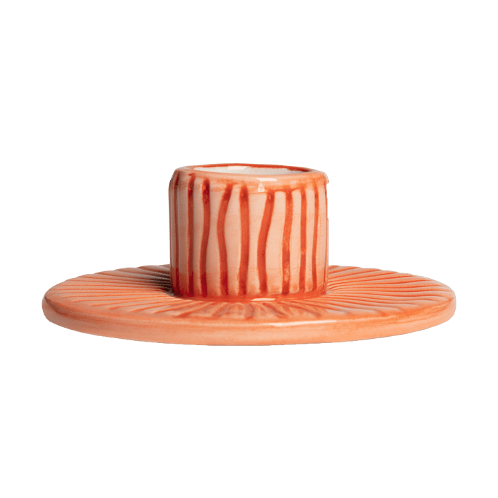 Stripes candle sticks Ø8 cm - Orange - Mateus