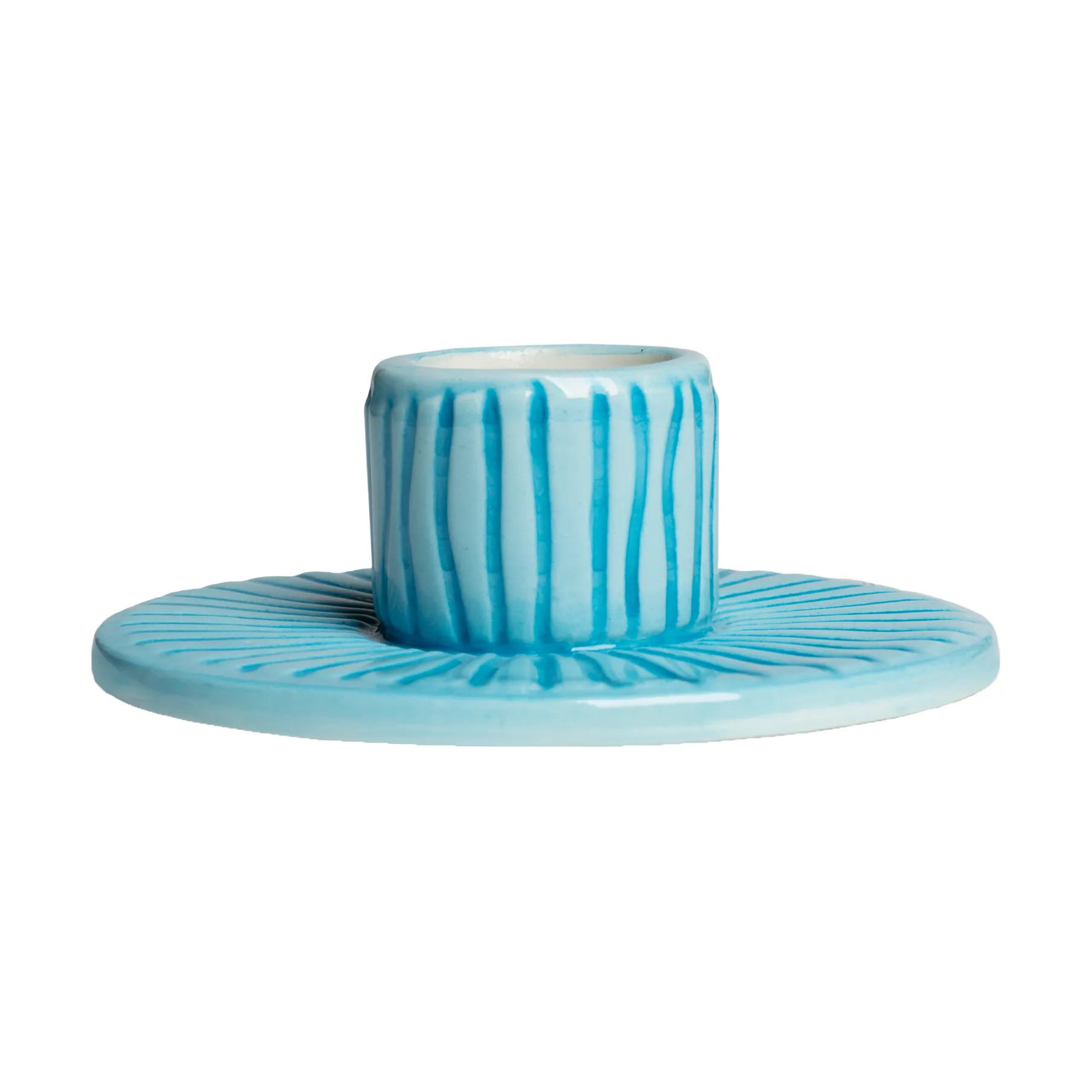 Stripes candle sticks Ø8 cm, Turquoise Mateus