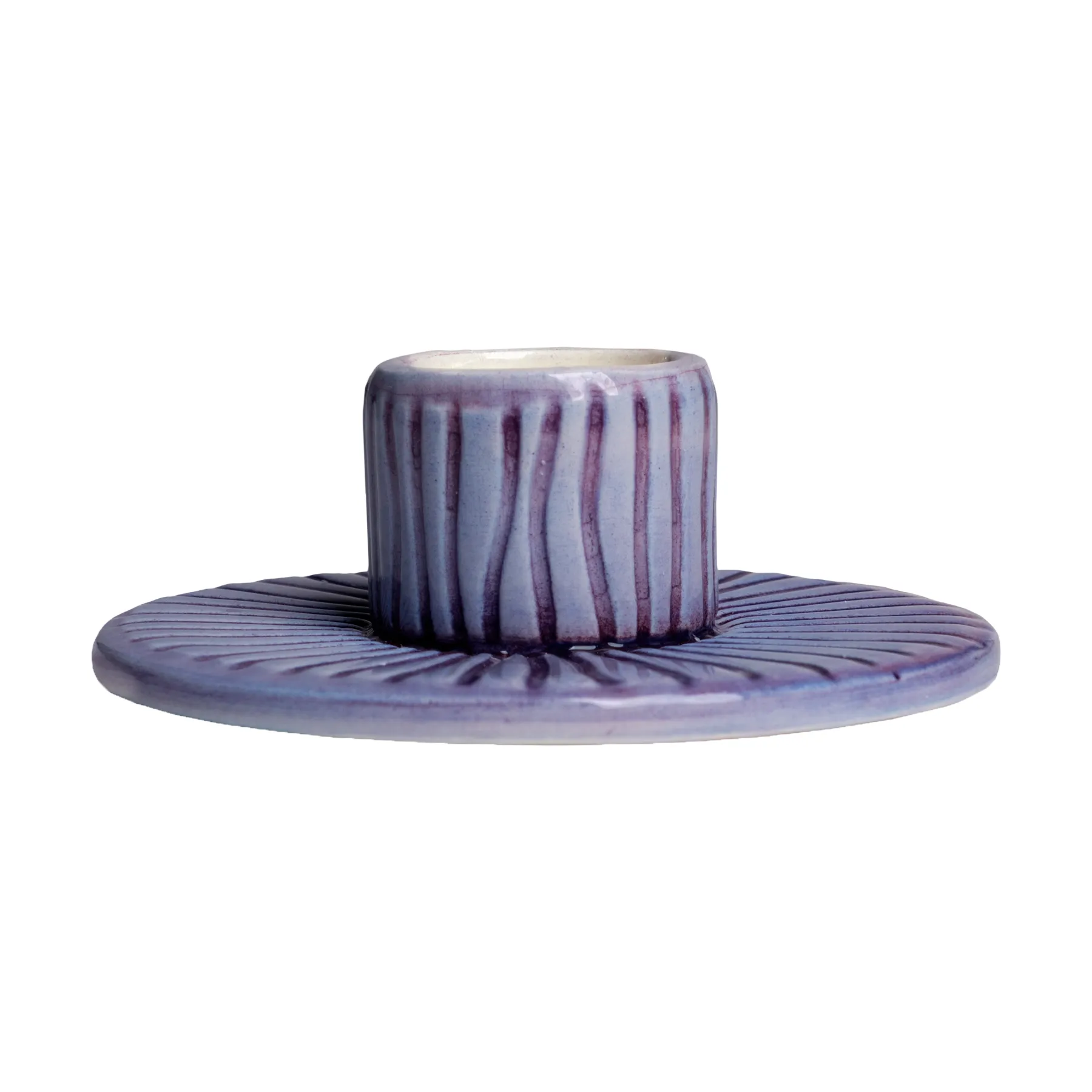 Stripes candle sticks Ø8 cm, Viol Mateus