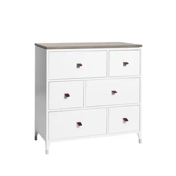 Abisko chest of drawers - white, concrete top, 6 drawers - Mavis