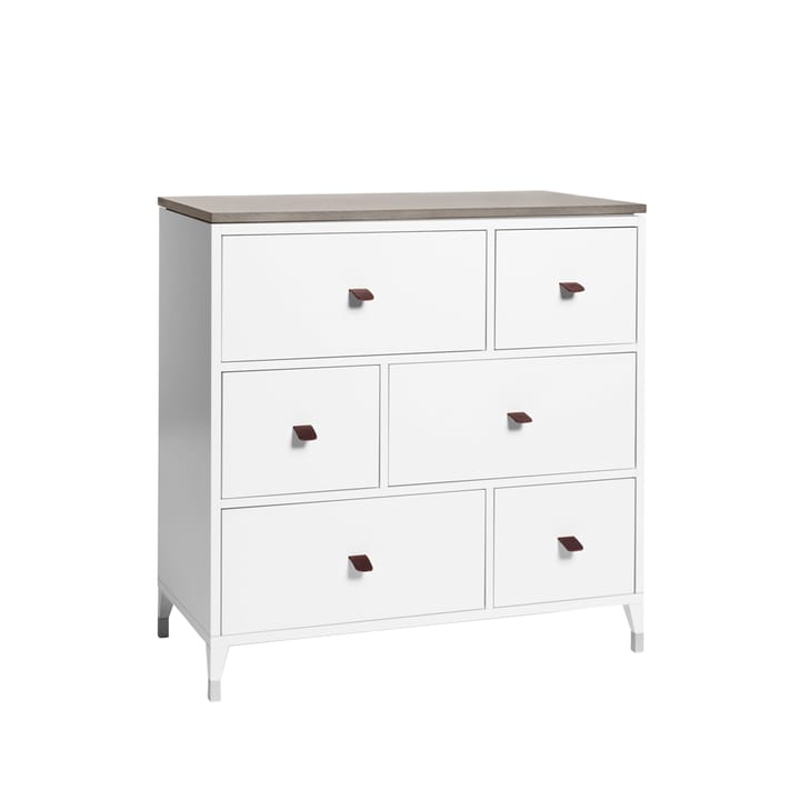 Abisko chest of drawers - white, concrete top, 6 drawers - Mavis