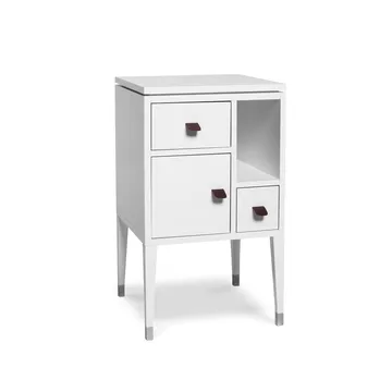 Abisko high leg bedside table - white, handle in brown elk leather cm - Mavis