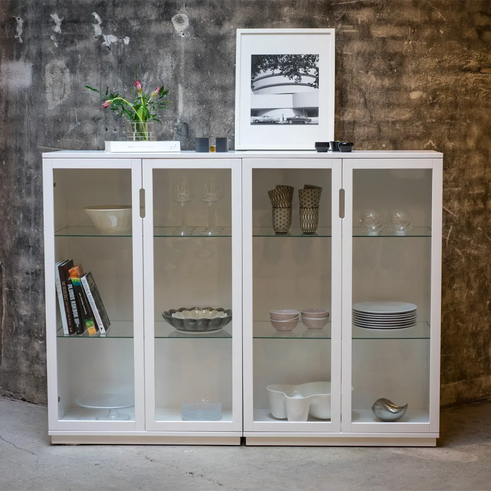 Aoko display cabinet 120 cm, White lacquer Mavis