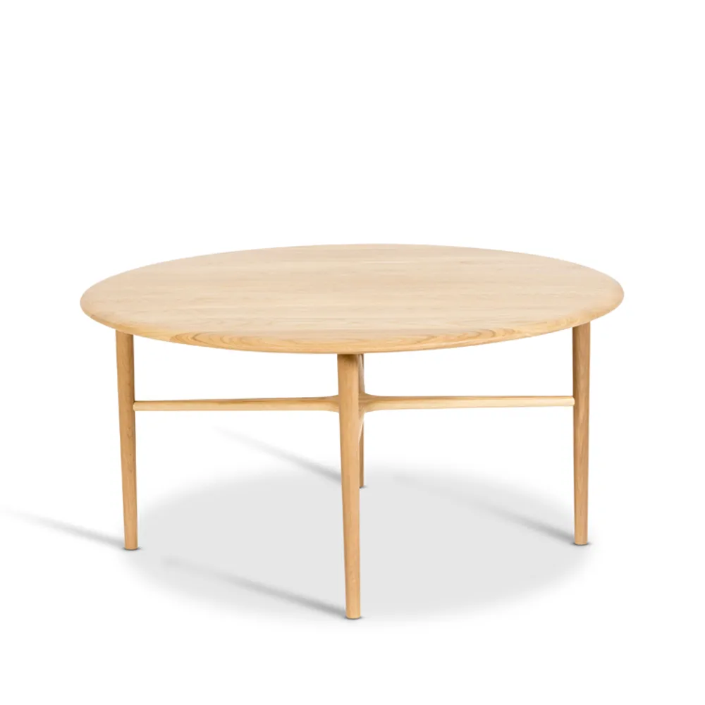 Crest coffee table round, oak white pigmented clear lacquer Mavis