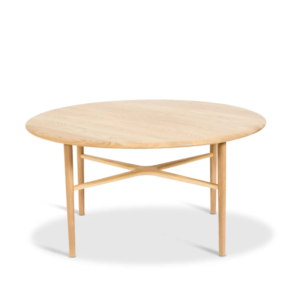 Crest coffee table round, oak white pigmented clear lacquer Mavis